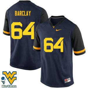 Men's West Virginia Mountaineers NCAA #64 Don Barclay Navy Authentic Nike Stitched College Football Jersey GO15G81XR